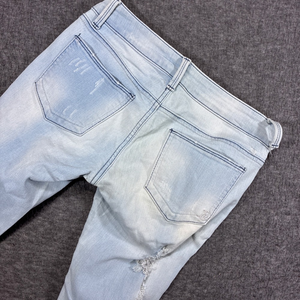 Indigo Rein Skinny Jeans Womens 1 Light Blue Distressed Ripped Denim